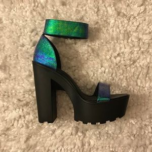 Iridescent Platform High Heeled Sandals